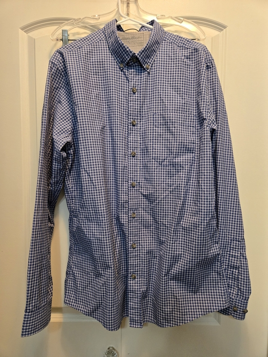 Eddie Bauer Other - Eddie Bauer Blue and White Gingham Button-Down Performance Shirt